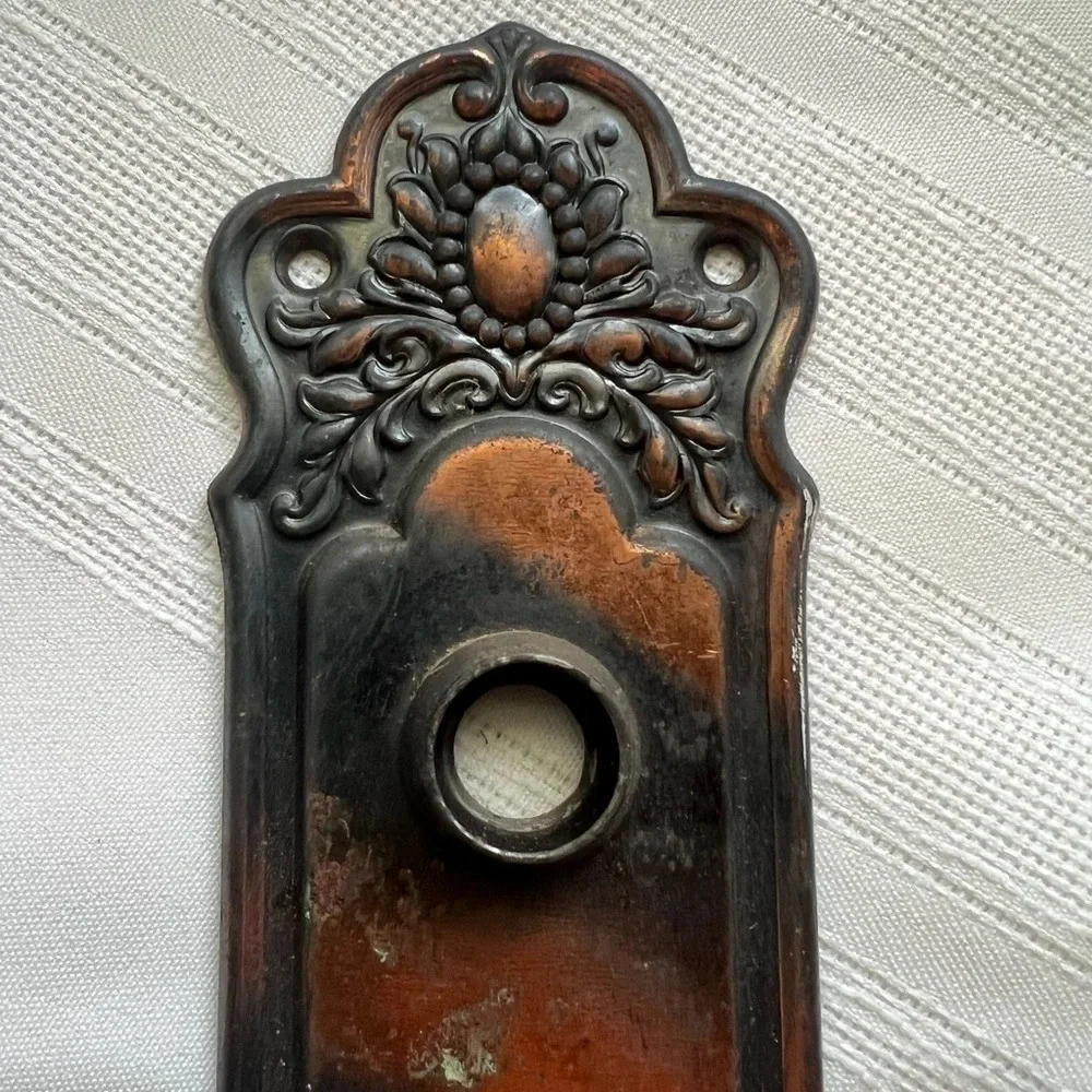 Vintage Ornate Knob Plate Reclaimed Decorative Early 1900s 8” Long